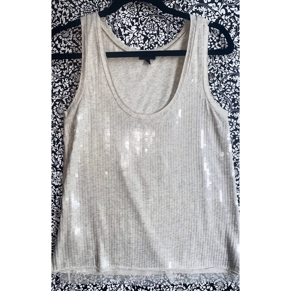 CHampagne J.Crew Heathered Sequin Tank Top Blouse